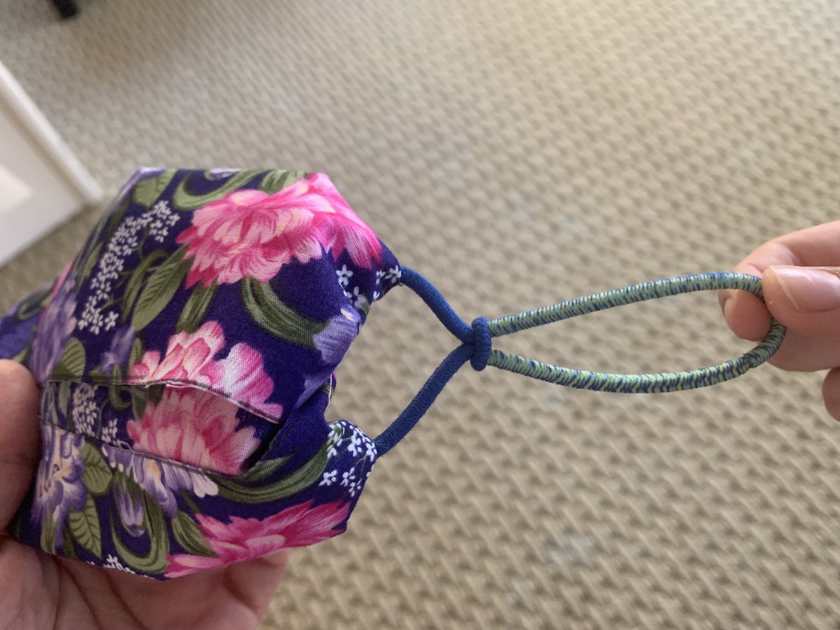 DrAboutanos's tweet photo. Our modification to the homemade cloth mask. Instead of using a rubber band, we used two hair ties. They are softer and give a little more mobility around the ears. #SocialDistancing #Covid_19 #StayHomeSaveLives https://t.co/uT9S23Mqmv
