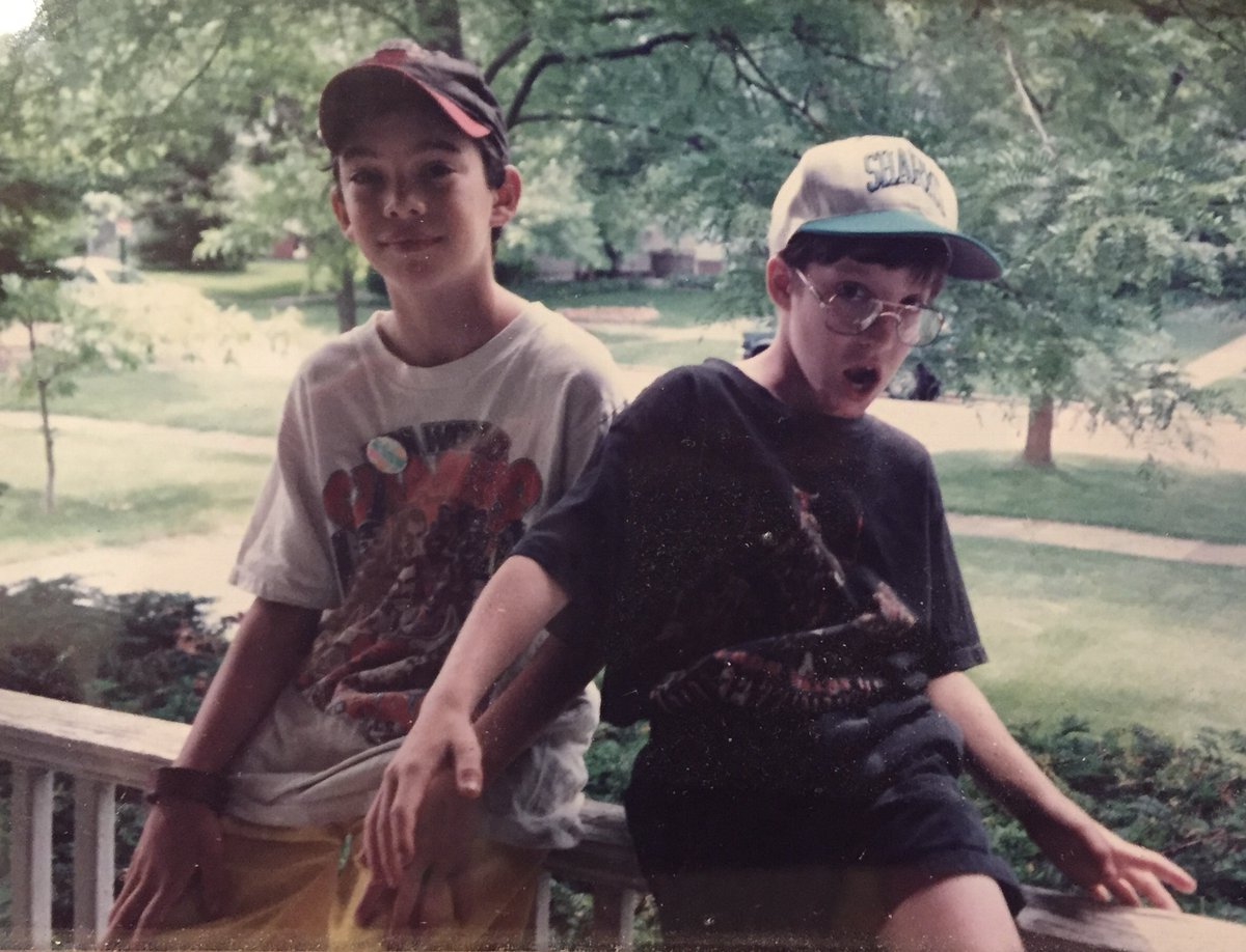 One of my favorites was "Triple Threat" during the 1st three-peat, which was made for a bunch of teams. Here is my brother  @Blingstein wearing his (and me in my '92 championship shirt), and then here I am wearing it for the '05 playoffs opener (and  @LuccaTunes in a '91 shirt).