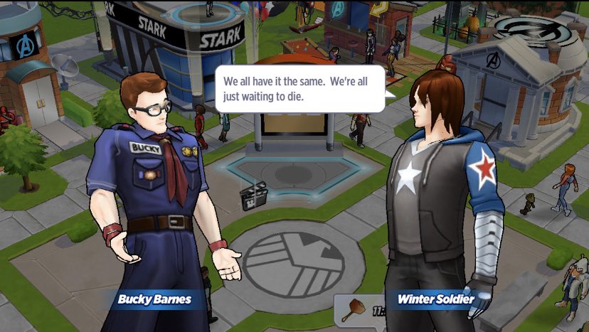 OG-nerdy-kid-sidekick Bucky and Winter-Soldier-emo-poetry-lyricist Bucky are two seperate characters who you could have interact on your campus