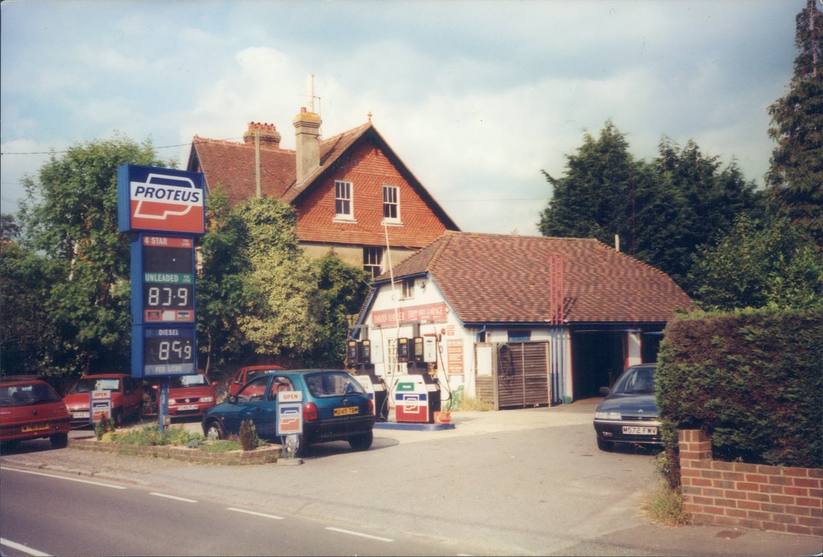 Day 105 of  #petrolstationsProteusTripp Hill Garage, Fittleworth, W Sussex, 2000  https://www.flickr.com/photos/danlockton/16076663948/Neat rural garage that doesn't look too different 20 years on (per other photos online). Proteus was 2nd petrol venture of former Aston Martin chairman Victor Gauntlett.