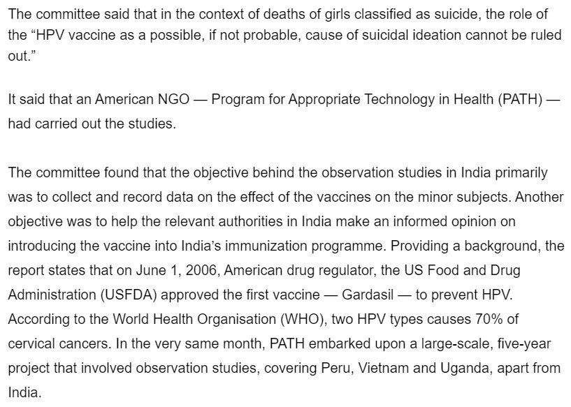 This study was overseen by PATH an NGO based in Seattle that frequently works with the Bill and Melinda Gates Foundation.They also work with Bill Gates in Africa on a Malaria control partnership.Surprising to find out that the USFDA also approved Gardisil for HPV in 2006. 6/8