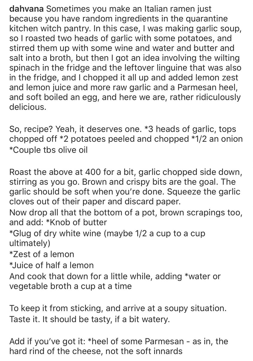 I put a recipe sorta thing for this Italian Ramen Garlic Soup Invention up over at my Instagram. Which is  @dahvana. But here it is too: