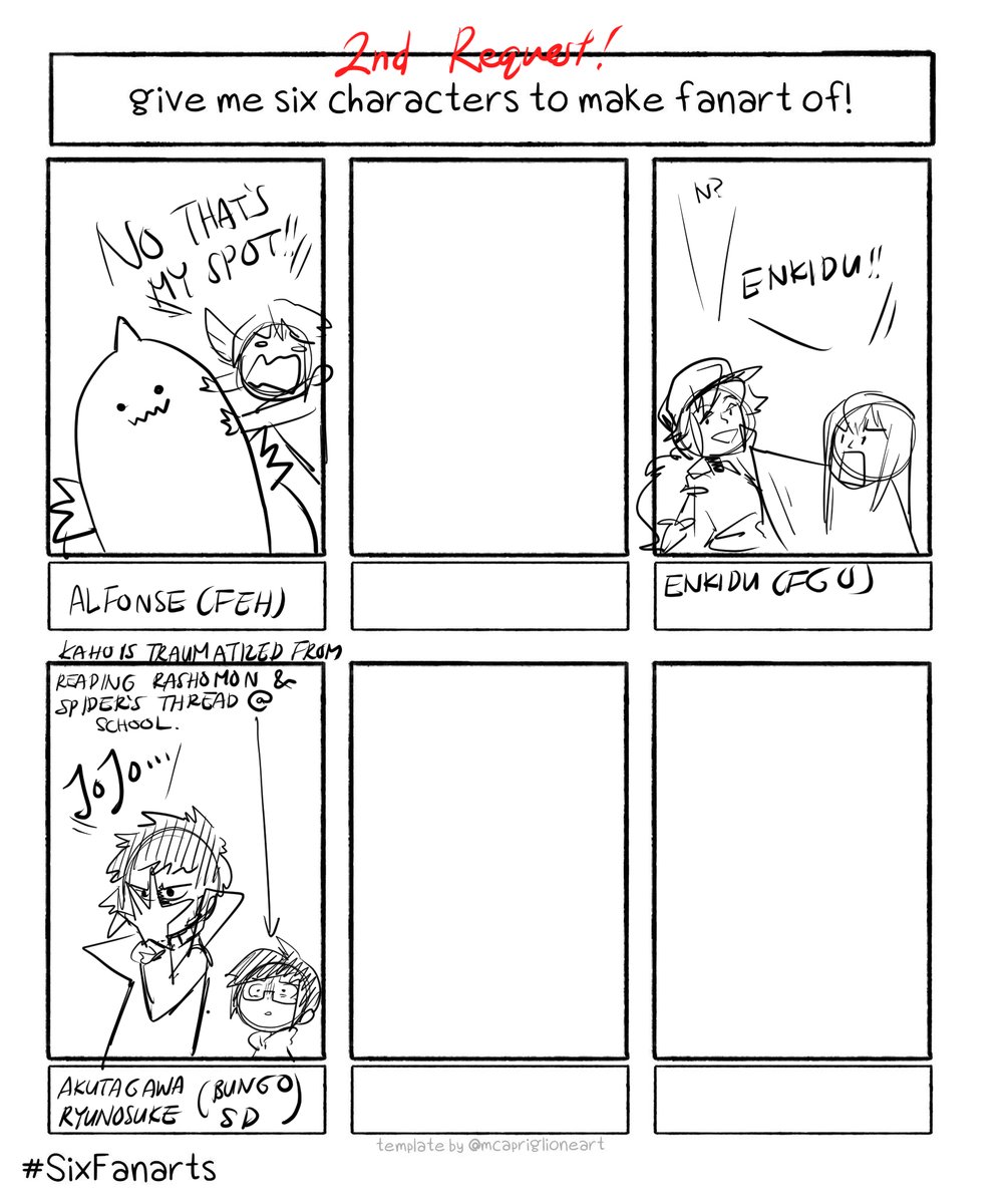 Update on slots, I have one more slot for the second sheet for anyone interested, and then doing another sheet for anyone with 2nd requests since I noticed a couple wanted to see another character :D Feel free to drop in a name even if it's not a second request!