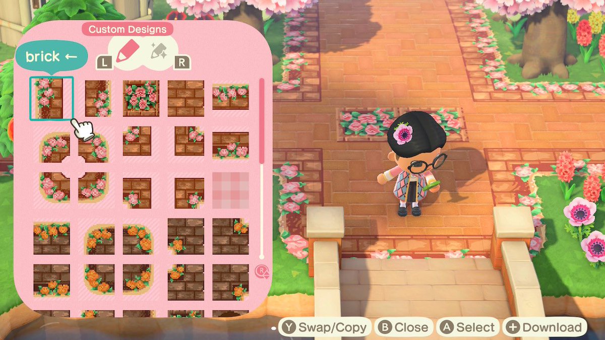 eoryuu's tweet photo. okay as promised here they are! codes &amp; creator id below 💖 these sides were made to go with the brick path u buy with miles

pls like/rt if u use them and if u do i’d love to see them!! #acnh #animalcrossing https://t.co/sU23iLjGps