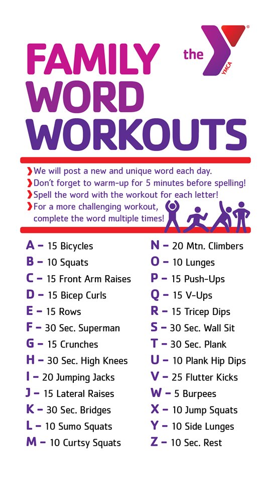 Ymca Greenville How Do You Spell Healthy Family Fun We Ll Tell You Check Out The Family Word Workout And Get Moving Ymca Healthyliving Becausey T Co Yv6xqcjklp