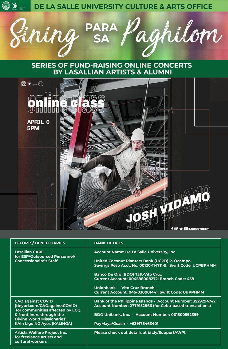 lsdcstreet's tweet photo. Running out of online dance classes for you to take? 🤔 You’re in luck!

Say ‘present!” as you start your week right by joining LSDC-Street’s online dance class from our very own Coach Josh Vidamo! It’s time to put on those dancing shoes! 💚

APRIL 6, 5PM! IT’S TODAY! https://t.co/BZu0rJCre1