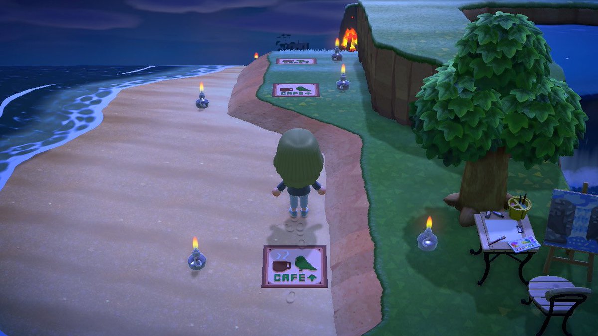 So I made an oceanfront bar on the rocks. With a lighted path leading to it...... Someone take my switch from me lol  #ACNH     #AnimalCrossingNewHorizions  #animalcrossing  