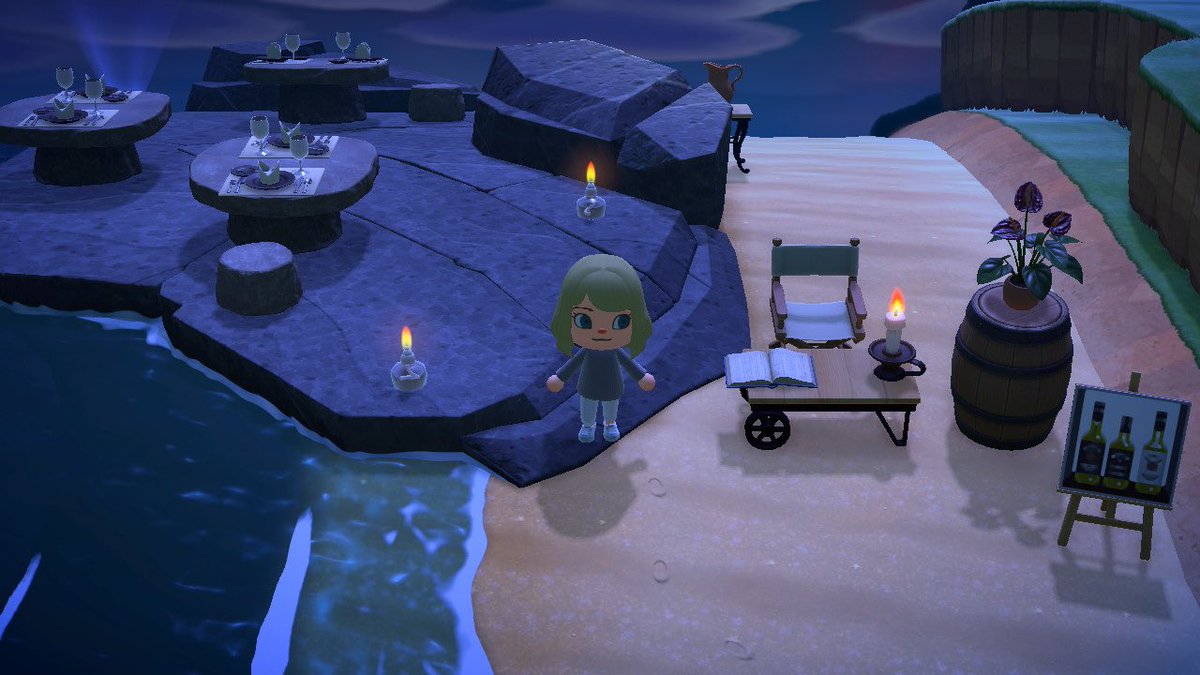 So I made an oceanfront bar on the rocks. With a lighted path leading to it...... Someone take my switch from me lol  #ACNH     #AnimalCrossingNewHorizions  #animalcrossing  