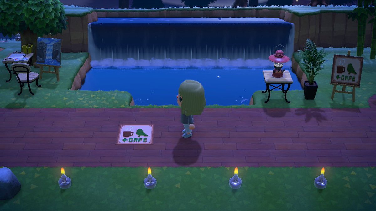 So I made an oceanfront bar on the rocks. With a lighted path leading to it...... Someone take my switch from me lol  #ACNH     #AnimalCrossingNewHorizions  #animalcrossing  