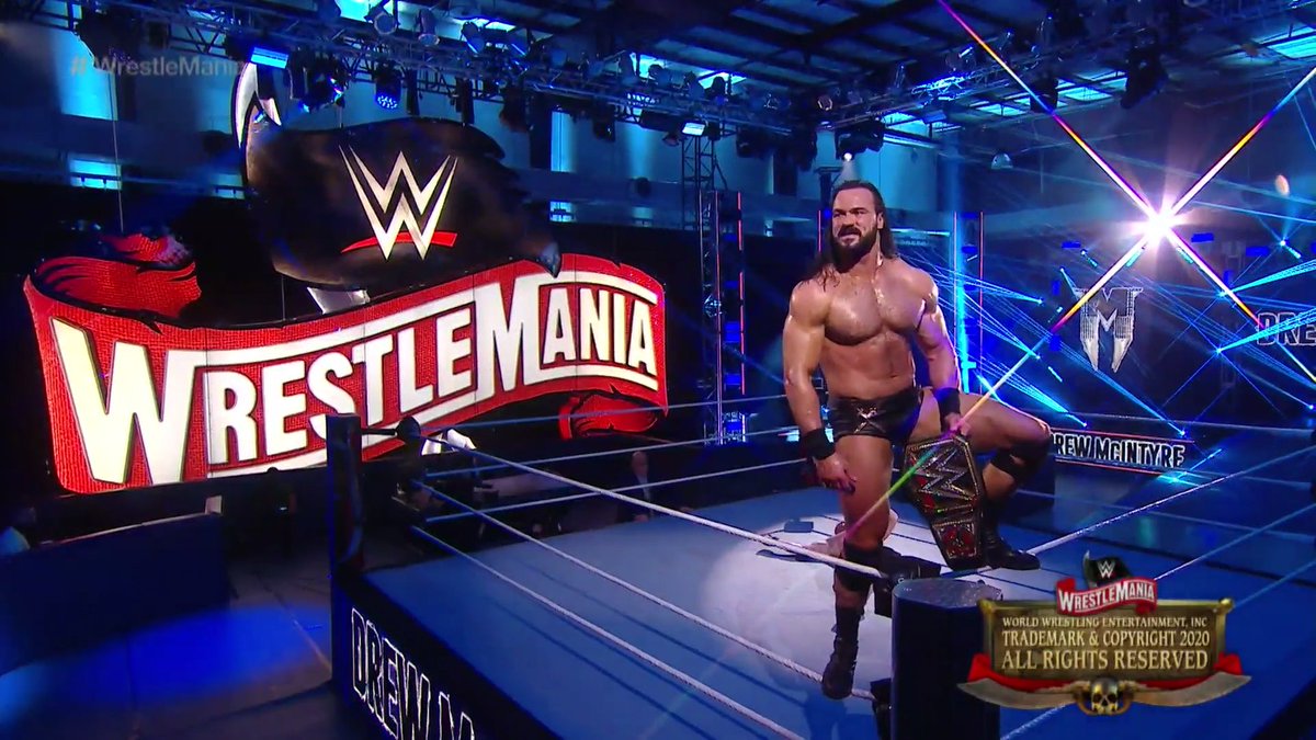 WrestleMania's tweet photo. There's a new champ in town.

@DMcIntyreWWE #WrestleMania https://t.co/RtFmd4VUON