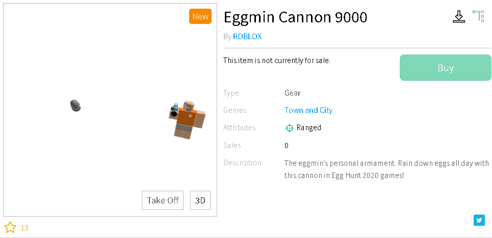 Roblox Notifier On Twitter New Gear Eggmin Cannon 9000 Https