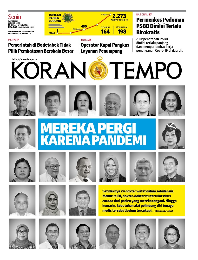 korantempo's tweet image. Setidaknya 24 dokter wafat dalam sebulan ini. Menurut IDI, dokter-dokter itu tertular virus corona dari pasien yang mereka tangani. Hingga kemarin, kebutuhan alat pelindung diri tenaga medis tersebut belum tercukupi. bit.ly/2RgVyhX