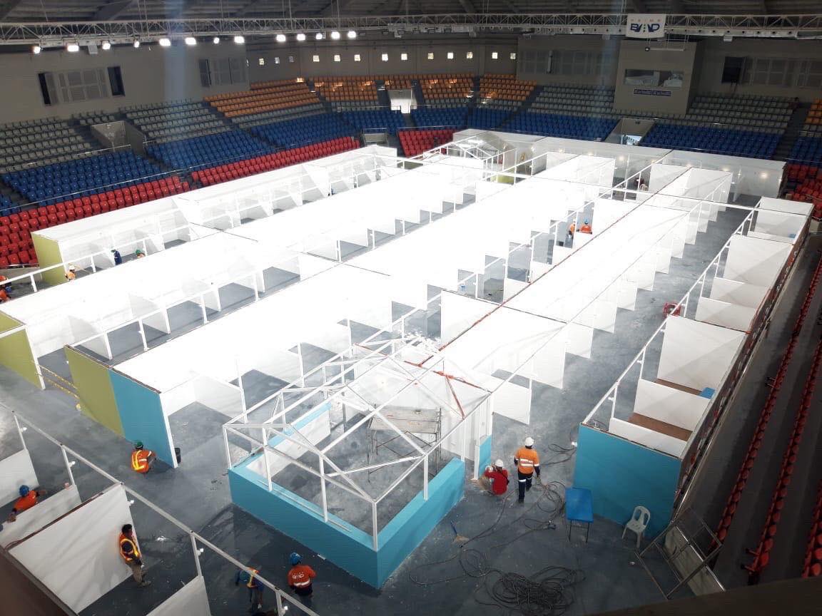 Here’s a look inside the Ninoy Aquino Stadium, where 112 bed units were installed. The quarantine facility will be operational by Wednesday. (Photo from BCDA) RG Cruz, ABS-CBN News