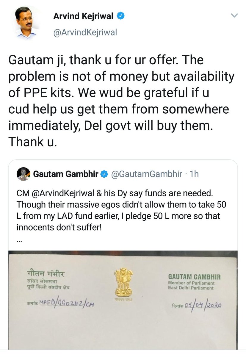 Hindustan Times On Twitter I Pledge 50 Lakhs More So That Innocents Don T Suffer Tweets Bjp Mp Gautamgambhir As He Pledges An Additional 50 Lakhs For The Delhi Government To Procure Medical