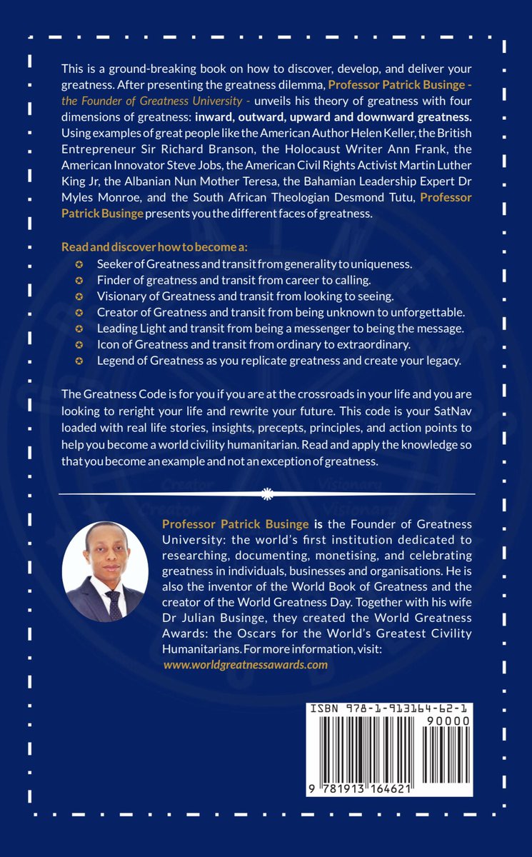 DrBusinge's tweet image. #greatnesscode: a step-by-step guide to the #worldgreatnessawards