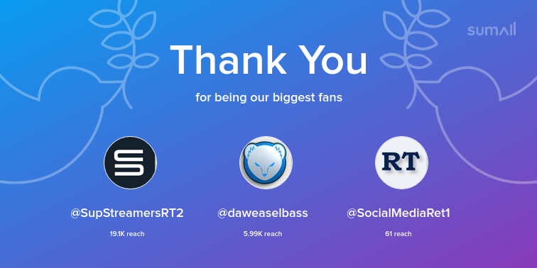 w1ldb0ys's tweet photo. Our biggest fans this week: SupStreamersRT2, daweaselbass, SocialMediaRet1. Thank you! via https://t.co/v0kyF3sENw https://t.co/81DcFtVQVE
