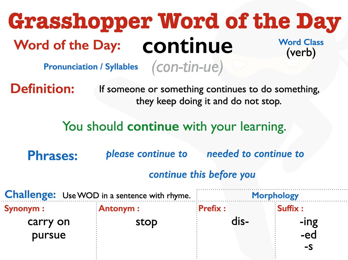 VocabularyNinja's tweet photo. Monday's Words from Vocabulary Ninja! 100's of avenues to explore with each word! Share with schools, colleagues, families and pupils! It would be amazing to see pictures of any learning completed with the words! #vocabulary #words #language #wordpool #resource #homelearning https://t.co/gPVM8MD54n