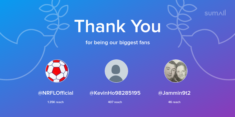 MRFC2018's tweet photo. Our biggest fans this week: NRFLOfficial, KevinHo98285195, Jammin9t2. Thank you! via https://t.co/V3WKZdzPJJ https://t.co/aRe4wMa9uB