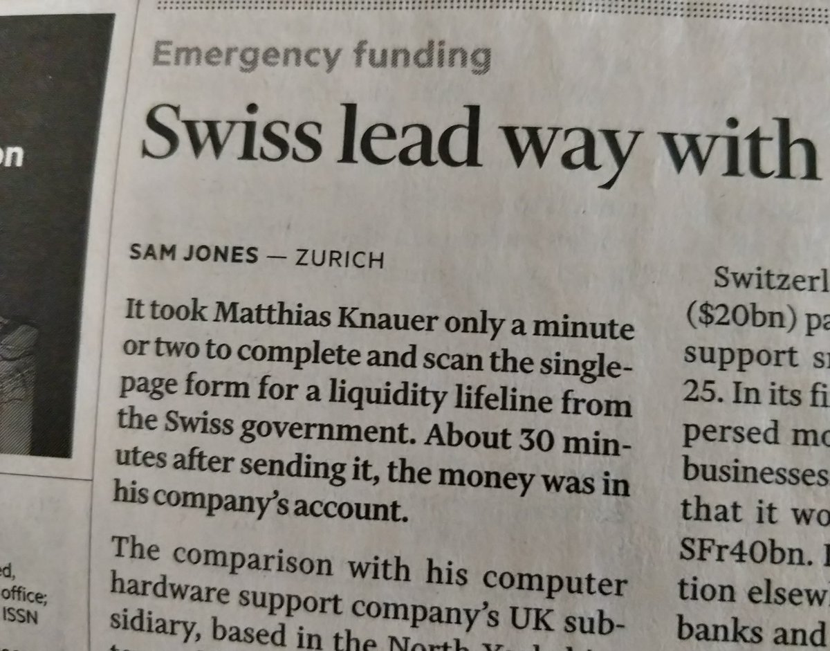 Switzerland: 1minute to complete and send the form, money on bank account within 30mn.
