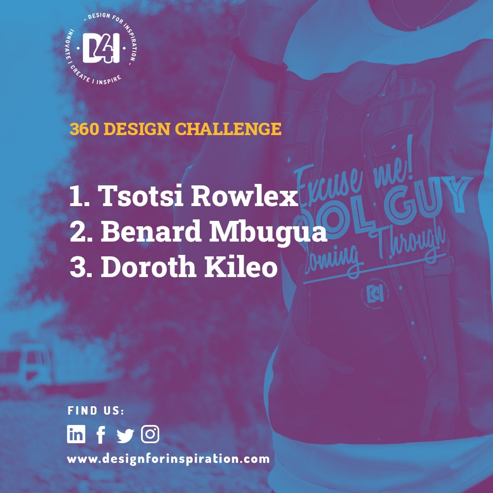 D4Iglobal's tweet photo. We are happy to announce our winners for the last #LogoDesignChallenge . These designers will get 2 @D4Iglobal stickers. Great work! Now, on to the next ones.

#Design #DesignChallenge #Art #Nairobi #Kenya #Africa #NairobiKenya #innovation #Creative #360DesignChallenge https://t.co/LvonEGmsCI