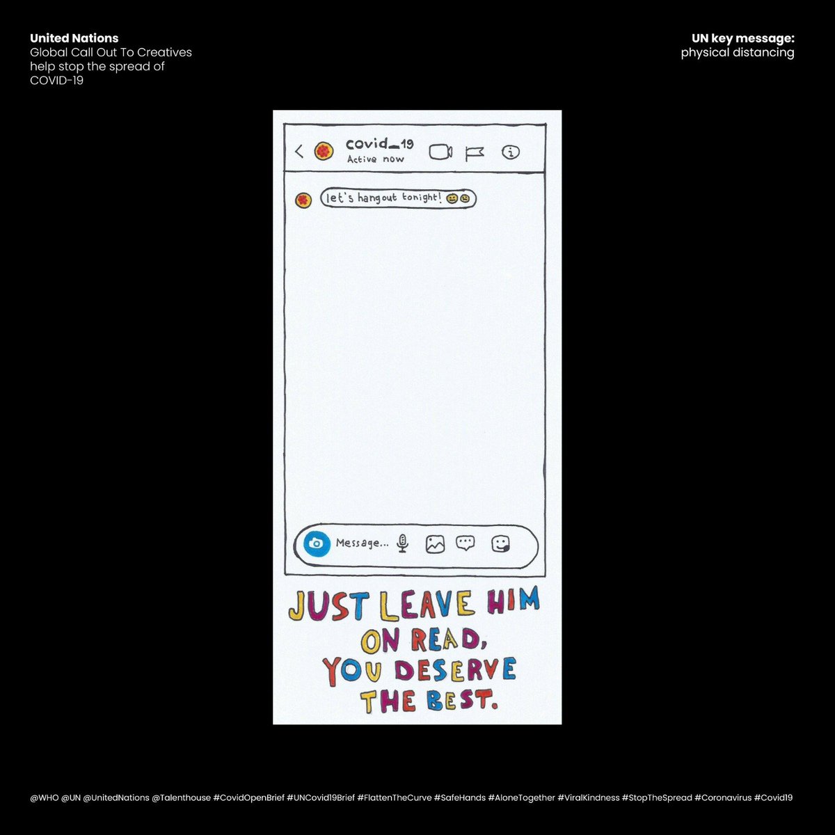 A humoristic call out to everyone who is still dating and/or hanging out with people and not properly social distancing. @ale_vanossi
<a href="/WHO/">World Health Organization (WHO)</a> <a href="/UN/">United Nations</a> <a href="/UnitedNationsRU/">ООН</a> <a href="/talenthouse/">@talenthouse</a> #CovidOpenBrief #uncovid19brief #FlattenTheCurve #SafeHands #AloneTogether #ViralKindness #StopTheSpread