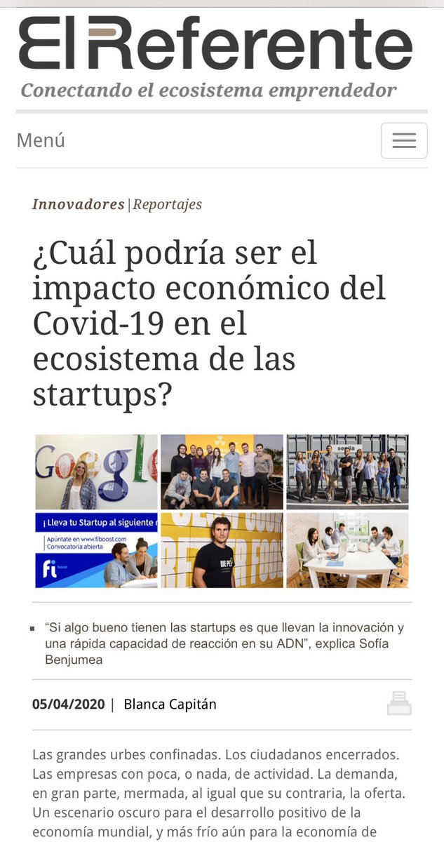 ¿Cuál podría ser el impacto económico del Covid-19 en el ecosistema de las #startups?

Muchos testimonios recogidos por <a href="/blancaclapuente/">blancaclapuente</a> en <a href="/ElReferente/">El Referente</a> 🔍 elreferente.es/innovadores/im…