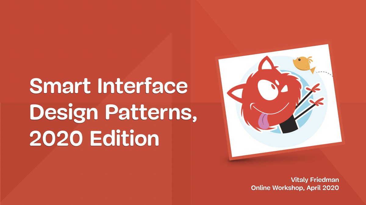 If you'd like to see a few more examples of various  #uxpatterns, we'll have a second round of online workshops on smart interface design patterns coming your way soon :-)  https://smashingconf.com 