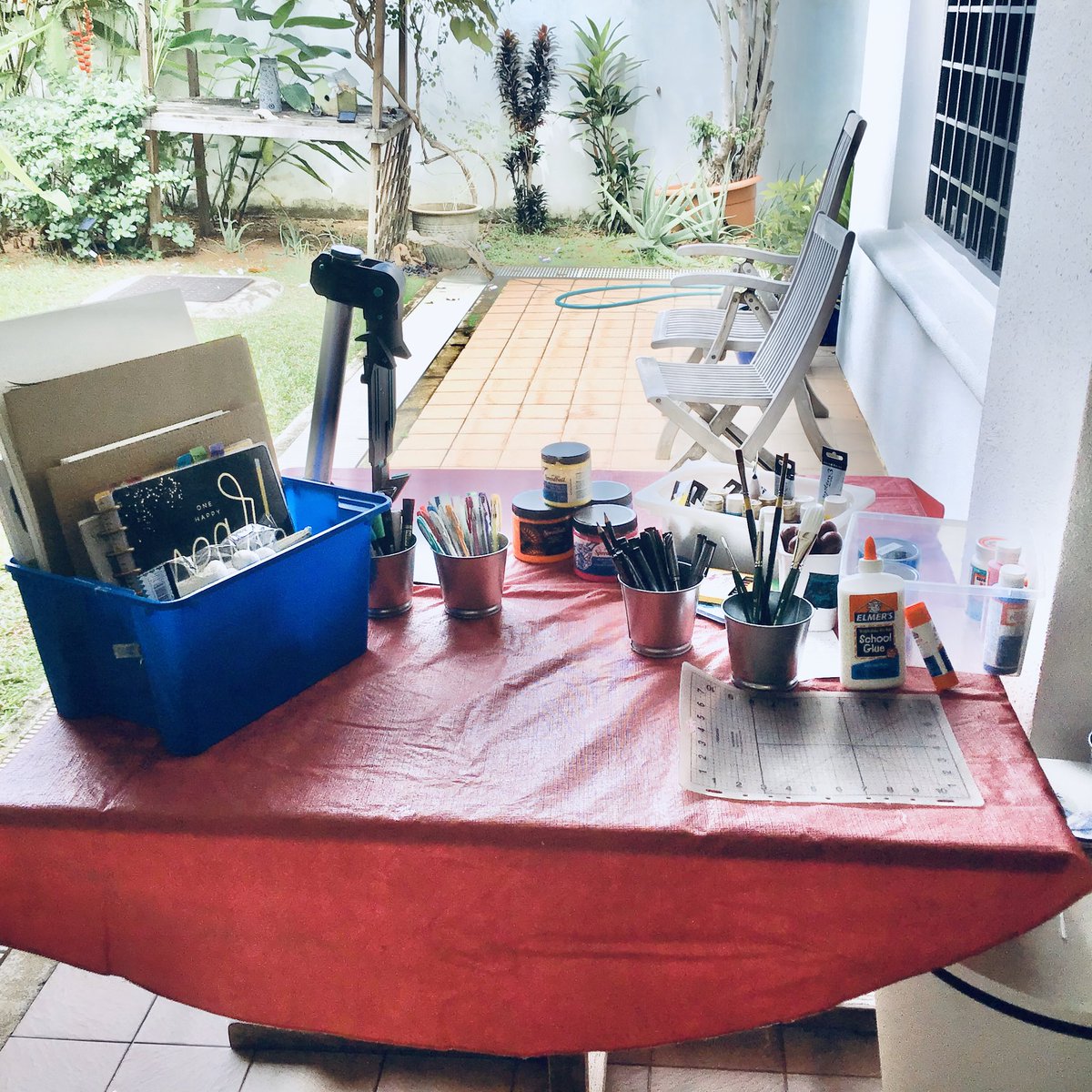 Created a little patio studio. Determined to create something everyday. #Covid_19 #covidcreate