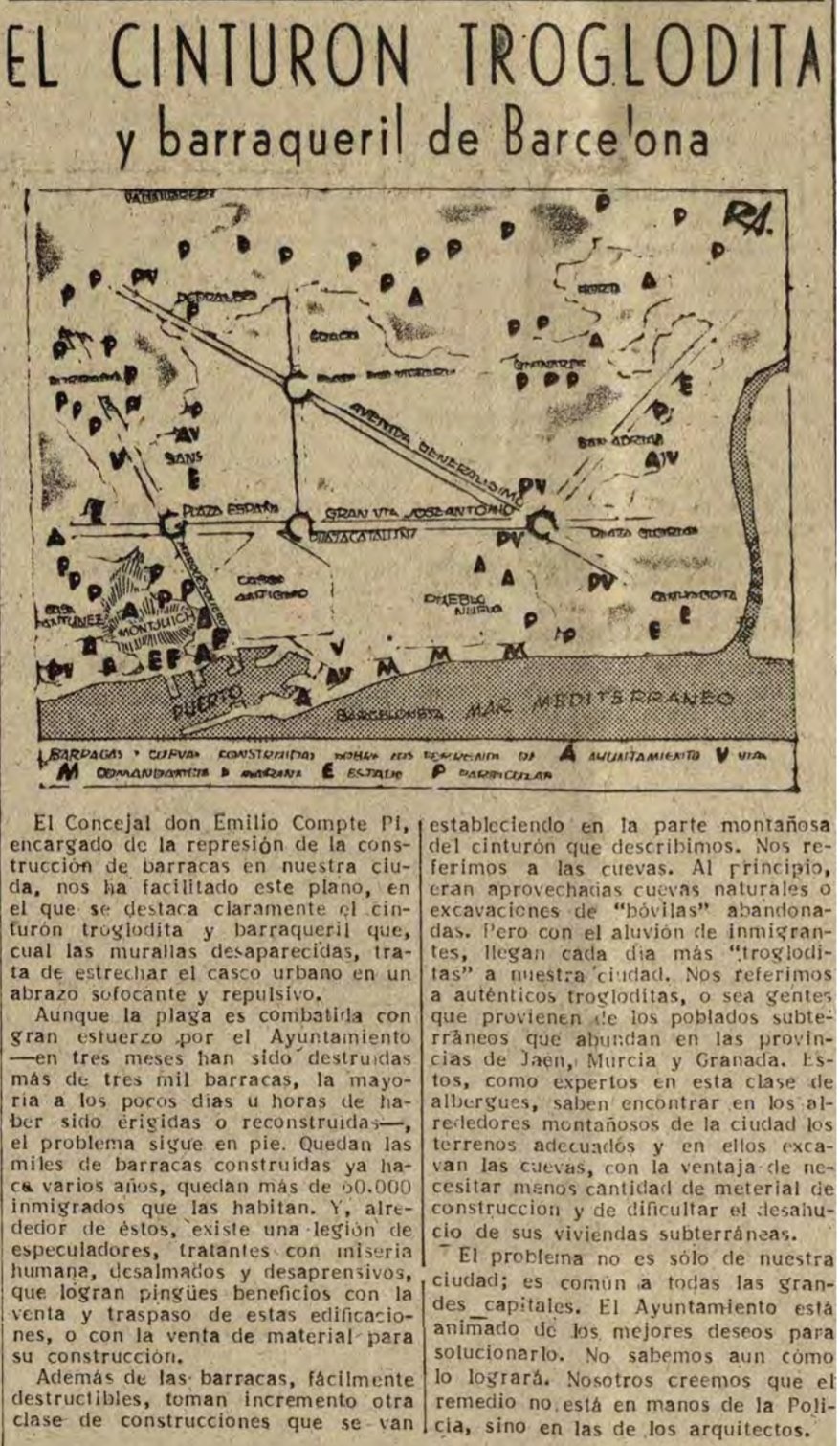 Pedro Luna on Twitter: ""El cinturón troglodita y barraquil de Barcelona." Artículo en el diario franquista Solidaridad Nacional, septiembre de 1947. https://t.co/bQ35zF51YZ" /