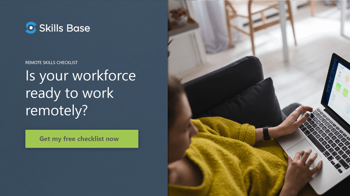 _SkillsBase_'s tweet photo. Having a high percentage of your workforce shift to working remotely can be a daunting task. To help organizations, we have compiled a remote workforce checklist. Download yours free #remoteworkforce #workingfromhome #skillsbase https://t.co/twRSsBLIKf https://t.co/19jthnrS3M
