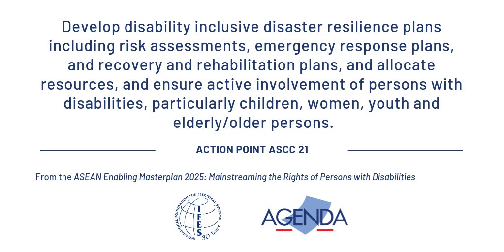 agendaasiaorg's tweet photo. Governments should consult with persons with disabilities and their organizations in developing disability-inclusive disaster resilience plans against the #COVID19, as mandated in #EnablingMasterplan action point APSC 13 and ASCC 21. #EnablingApril @dfat @ASEAN @IFESDisability https://t.co/S27duKMf2G