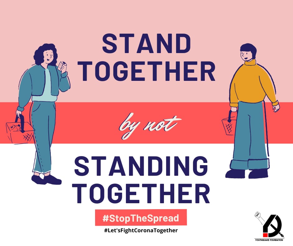 FoundationQuake's tweet photo. "Stand together by not standing together."

#stopthespread #unitedagainstcorona https://t.co/1H43RZ53j3
