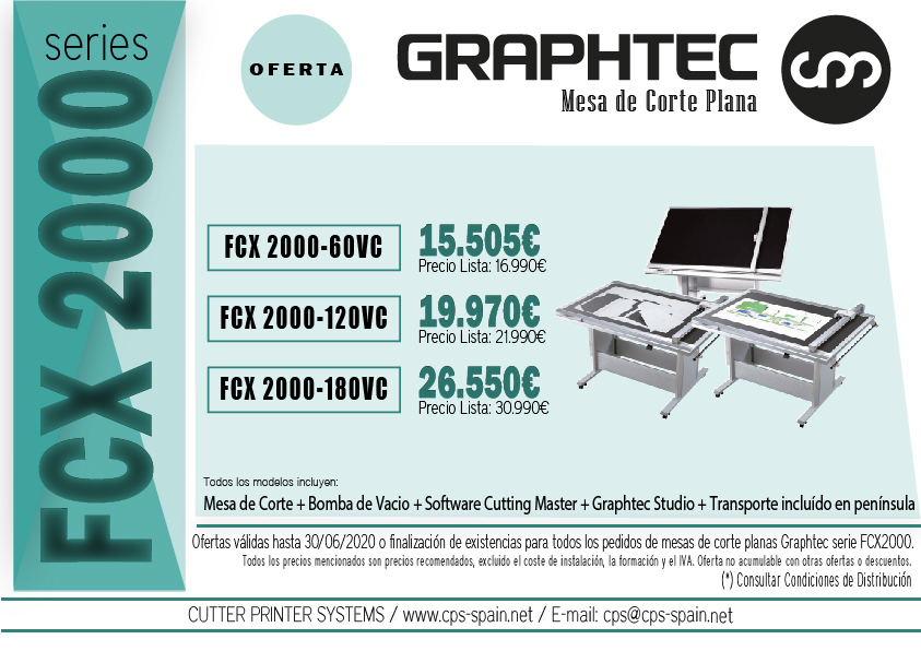 CpsSpain's tweet photo. ¡No te pierdas nuestras ofertas de primavera!
Mesas de corte plana Graphtec Serie FCX2000
https://t.co/q4kl7C7Tk8 https://t.co/sRkT1t1m2W