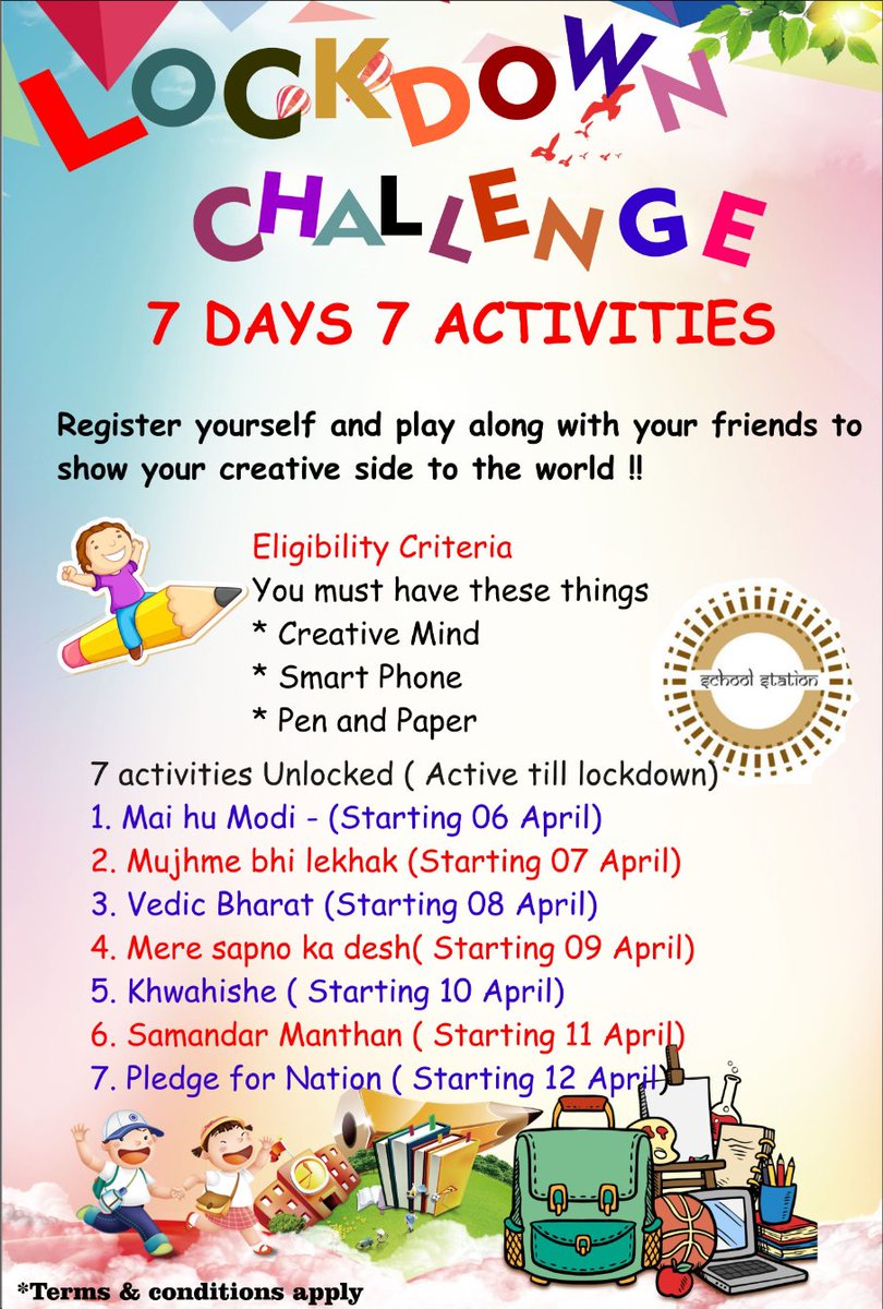 StationSchool's tweet photo. 7 days  7 Lockdown challenges now available for you to pariticipate. Lucky winners will get surprise gifts

We have won six limca book of records for our creativity in newspaper .

#lockdownchallenge #lockdown #Creative #Lockdown21 #LifeLessons #CoronaStopKaroNa https://t.co/wQizTVUxBt