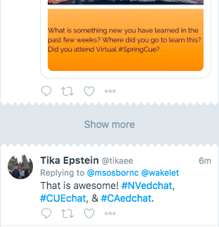 sdpaulette's tweet photo. 😳 I can't keep up with the ones that are showing up on my screen, scared to hit the show more thingy  🤣
LOVE this #trichat #Monsterchat
#CUEchat #CAedchat #NVEdchat https://t.co/3jqOggkYW1