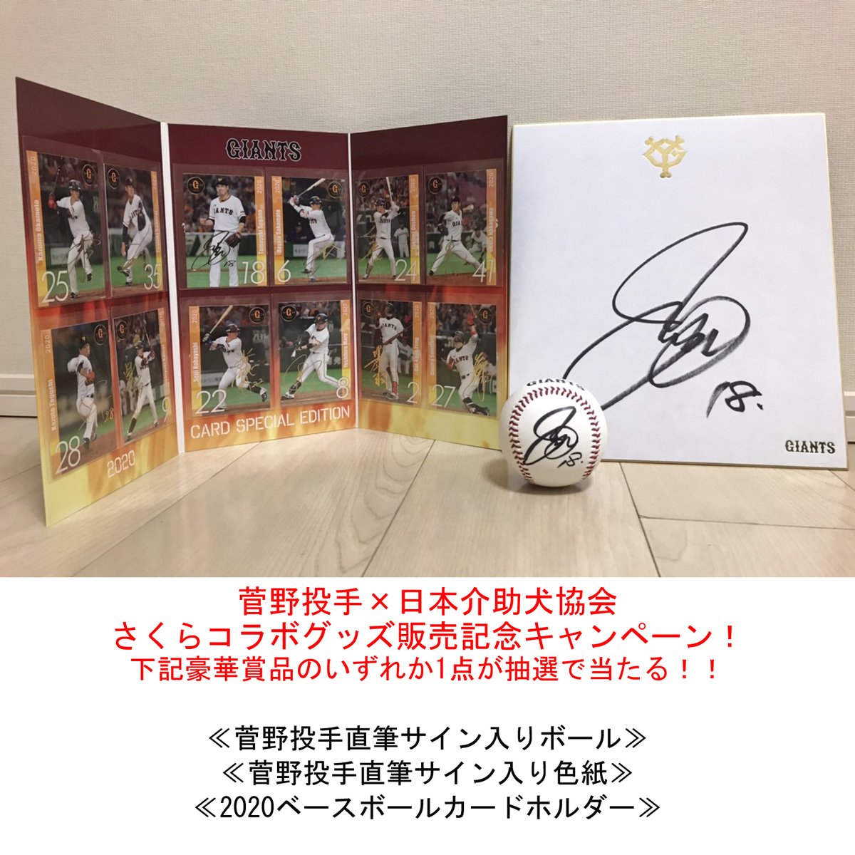 社福 日本介助犬協会 本日より4 15までの期間にパーカー トートをセットでご購入の方の中から抽選で直筆サイン入りグッズなどが当たる販売記念キャンペーンも行います 菅野智之 巨人 ジャイアンツ