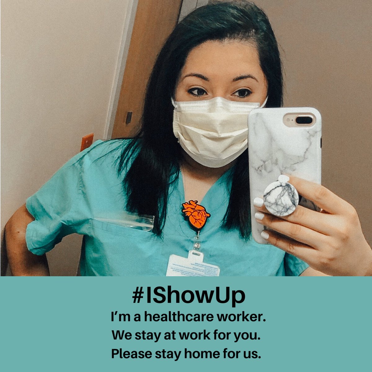 And we will continue to show up for you and your loved ones. 🖤 #StayHome #socialdistancing #Covid19 #IShowUp #Nurse