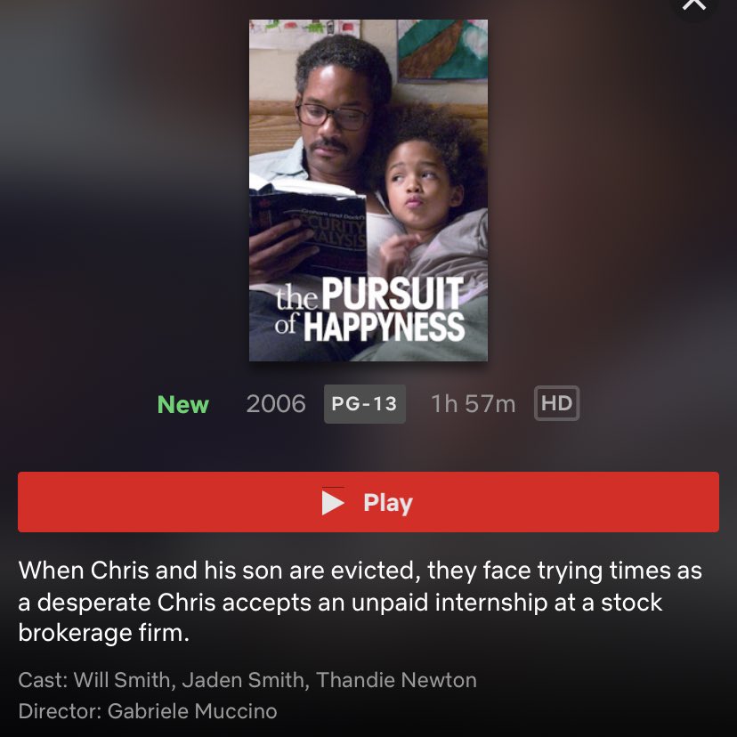 The Pursuit of Happyness - Netflix -Here’s one or those fluff movies I mentioned earlier(: LOL-No but deadass EVERY1 should see this movie. And if you’ve seen it already, it’s AMAZING no matter how many times you watch it. Each watch is a feel good experience R: 5/5