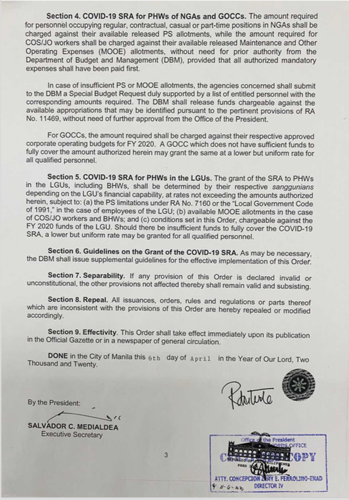 pia_gutierrez's tweet photo. President Duterte authorizes the grant of special risk allowance to public medical workers during the COVID-19 crisis https://t.co/3FWBRH9HIs