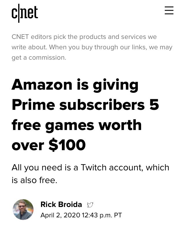 findingadrian's tweet photo. Amazon is giving Prime subscribers 5 free games worth over $100   #Starbucks https://t.co/UE4vH1T2yG