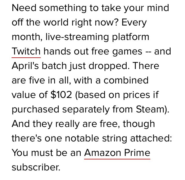findingadrian's tweet photo. Amazon is giving Prime subscribers 5 free games worth over $100   #Starbucks https://t.co/UE4vH1T2yG