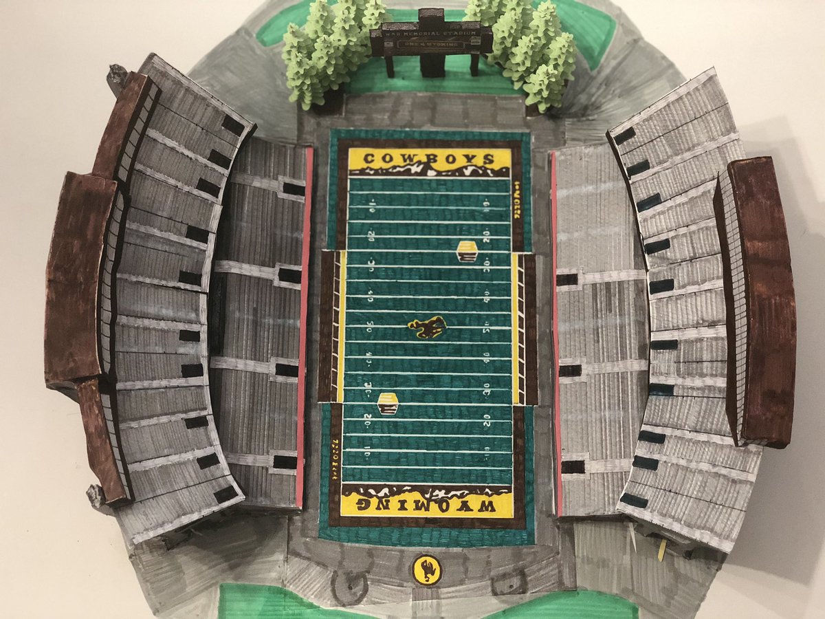 RMCoachBarge's tweet photo. Well I’ve completed my first Paper Stadium. I’d like to thank @PaperStadiums for the inspiration to do this. Quarantine Level 10! @wyoathletics @wyo_football #powderriverleterbuck https://t.co/gKoFxeIAWJ