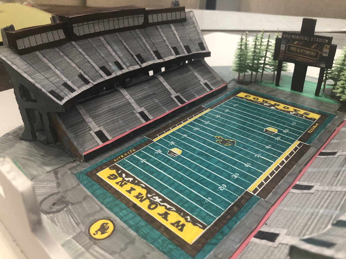 RMCoachBarge's tweet photo. Well I’ve completed my first Paper Stadium. I’d like to thank @PaperStadiums for the inspiration to do this. Quarantine Level 10! @wyoathletics @wyo_football #powderriverleterbuck https://t.co/gKoFxeIAWJ