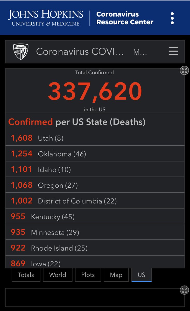 4/5/20 https://coronavirus.jhu.edu/map.html 