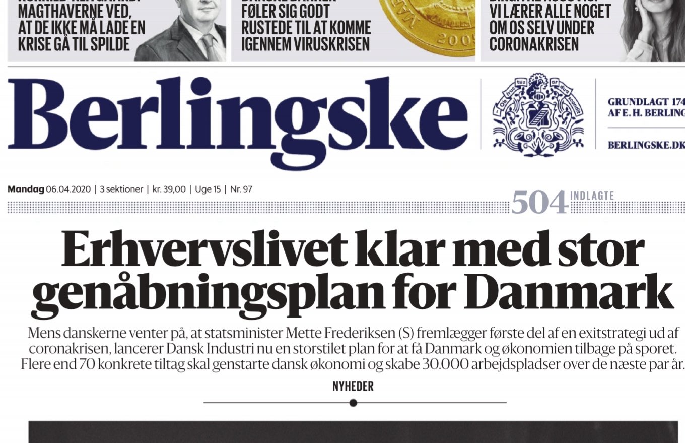 - Dansk Industri on Twitter: "I @berlingske i dag præsenterer vi vores plan for at få 🇩🇰 og #dkbiz tilbage på efter #COVID19dk Vi skal bl.a. i grøn vækst #