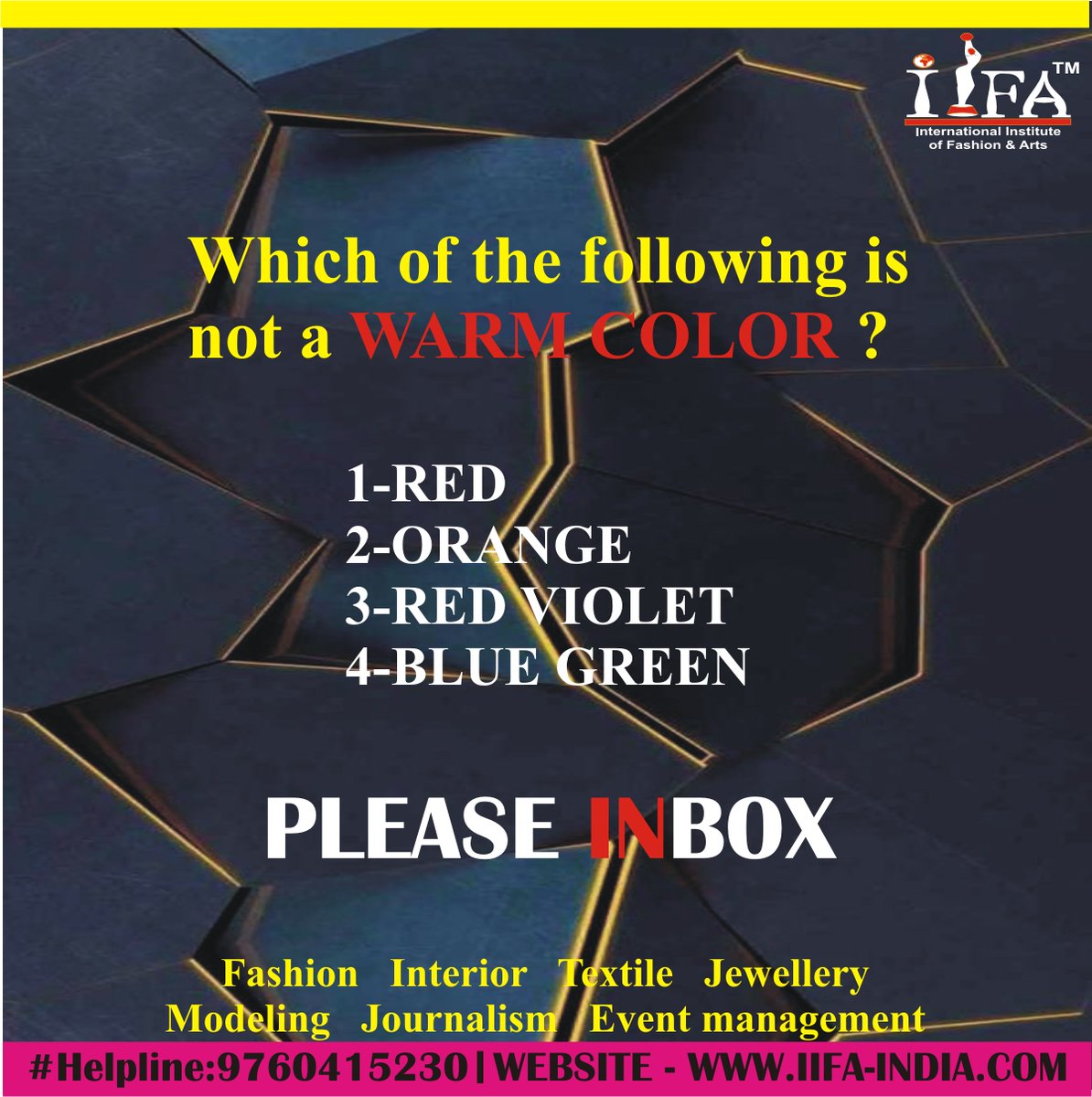 “Color is the place where our brain and the universe meet.” 
#iifa
#fashion #interior #fashiondesigning
#interiordesigning #fashionschool #Designschool
#Career #challenges #Modeling #eventmanagement #textiledesigning #jewellerydesigning
call for more details:- 9760415230