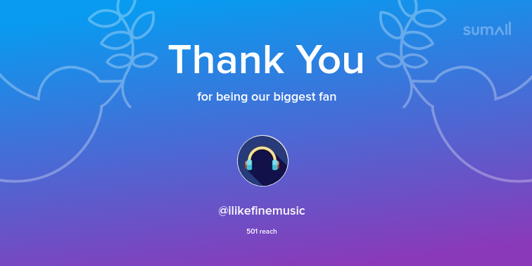 Our biggest fans this week: ilikefinemusic. Thank you! via sumall.com/thankyou?utm_s…