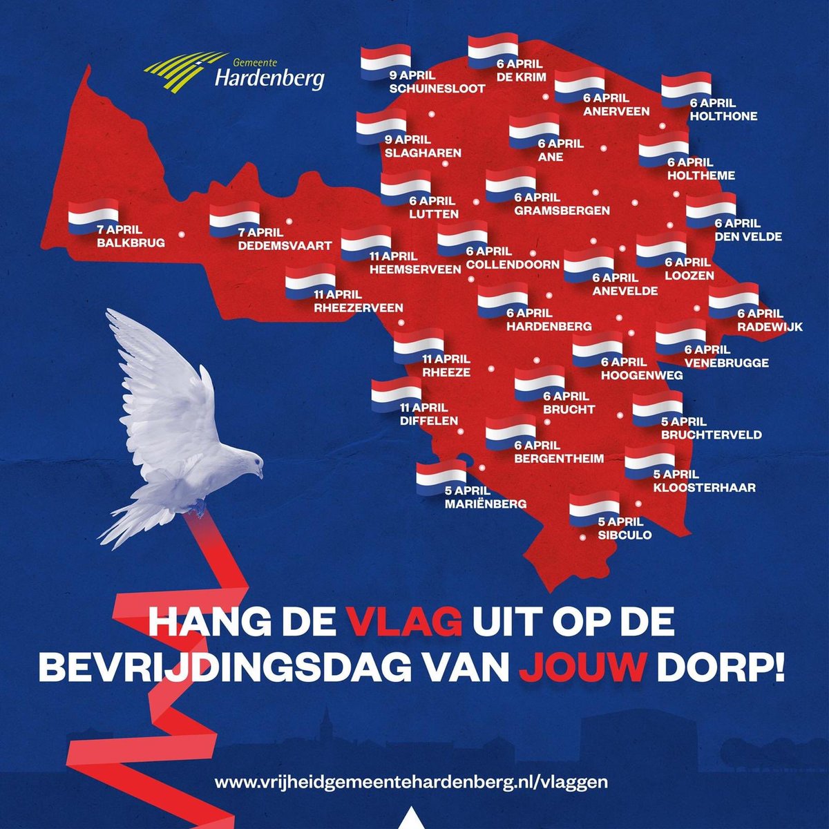 AlwinteRietstap's tweet photo. 75 jaar geleden was de bevrijding van het noord-oosten van onze @gemhardenberg Dankbaar voor de vrijheid! De vlag uit in eigen dorp #Bergentheim en #Brucht #Hoogenweg #Venebrugge #Radewijk #Hardenberg #Anevelde #Loozen #DenVelde #Collendoorn 1/2 vervolg https://t.co/PIb2qxwiGw