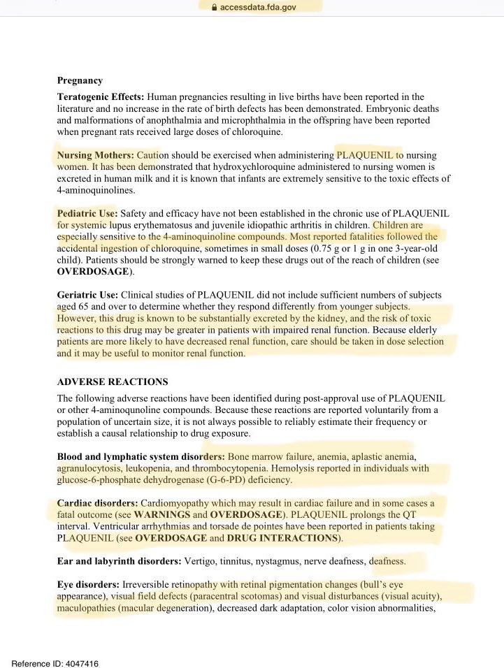 2) What are typical side effects of hydroxychloroquine sulfate listed in the FDA report? Tons. Screenshot from this safety document.  #COVID19  https://www.accessdata.fda.gov/drugsatfda_docs/label/2017/009768s037s045s047lbl.pdf