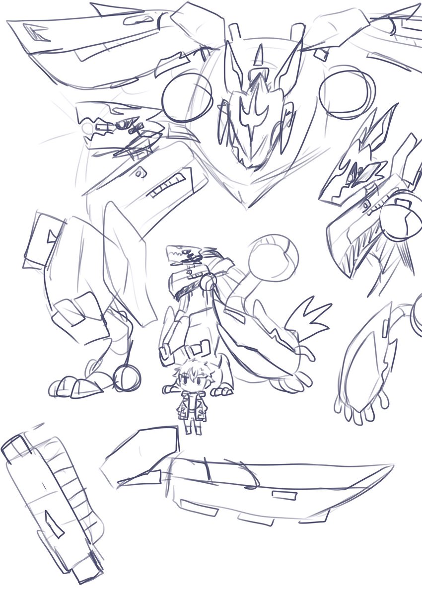 more doodles slowly solidifying the details of the robo 